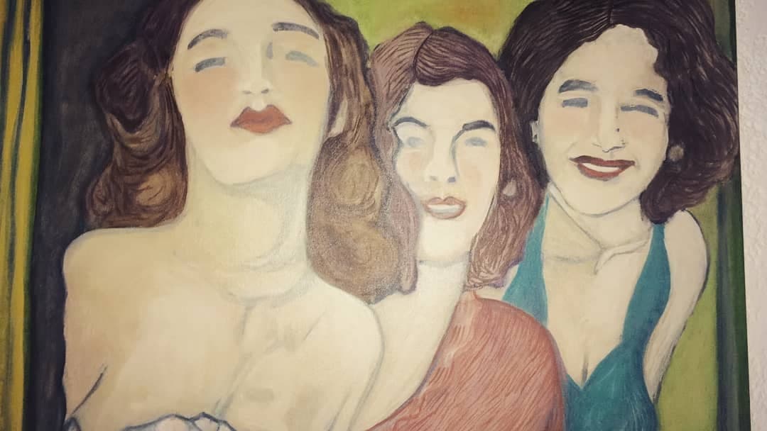 Tres Muchachas — ilustración original de Bárbara Gutiérrez