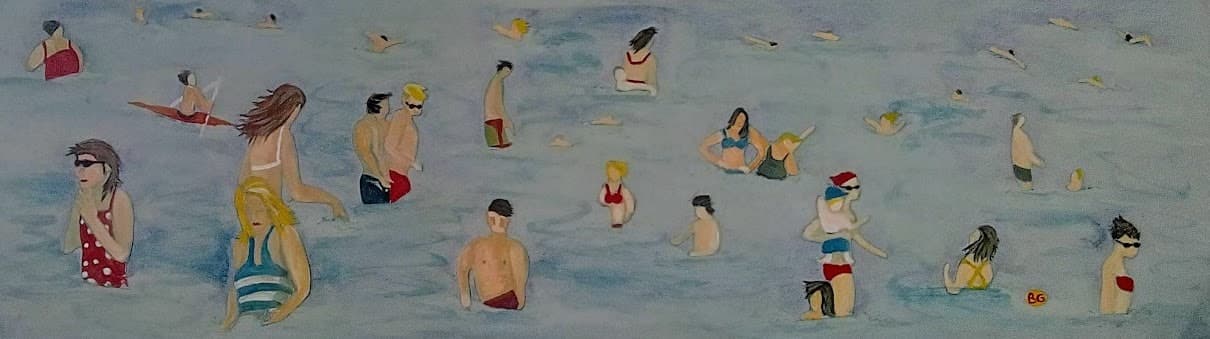 Balneario — pintura de Bárbara Gutiérrez, Óleo sobre tela